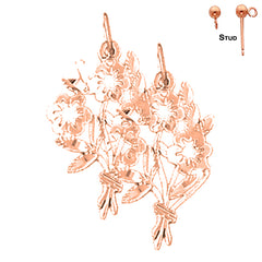 14K or 18K Gold Bouquet Flower Earrings