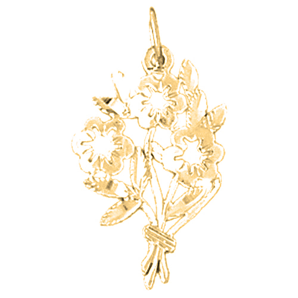 14K or 18K Gold Bouquet Flower Pendant