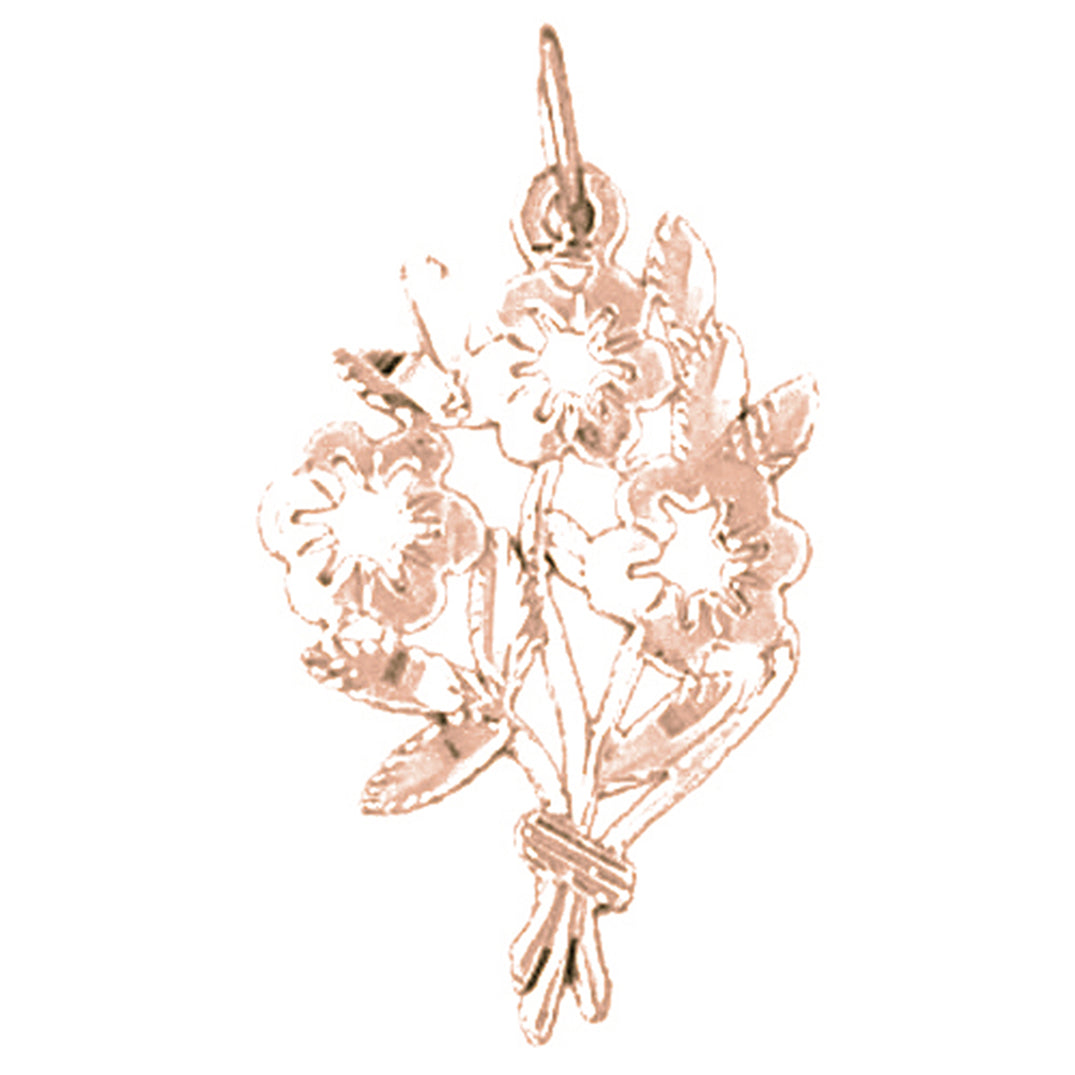 14K or 18K Gold Bouquet Flower Pendant