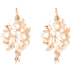 14K or 18K Gold 25mm Bouquet Flower Earrings