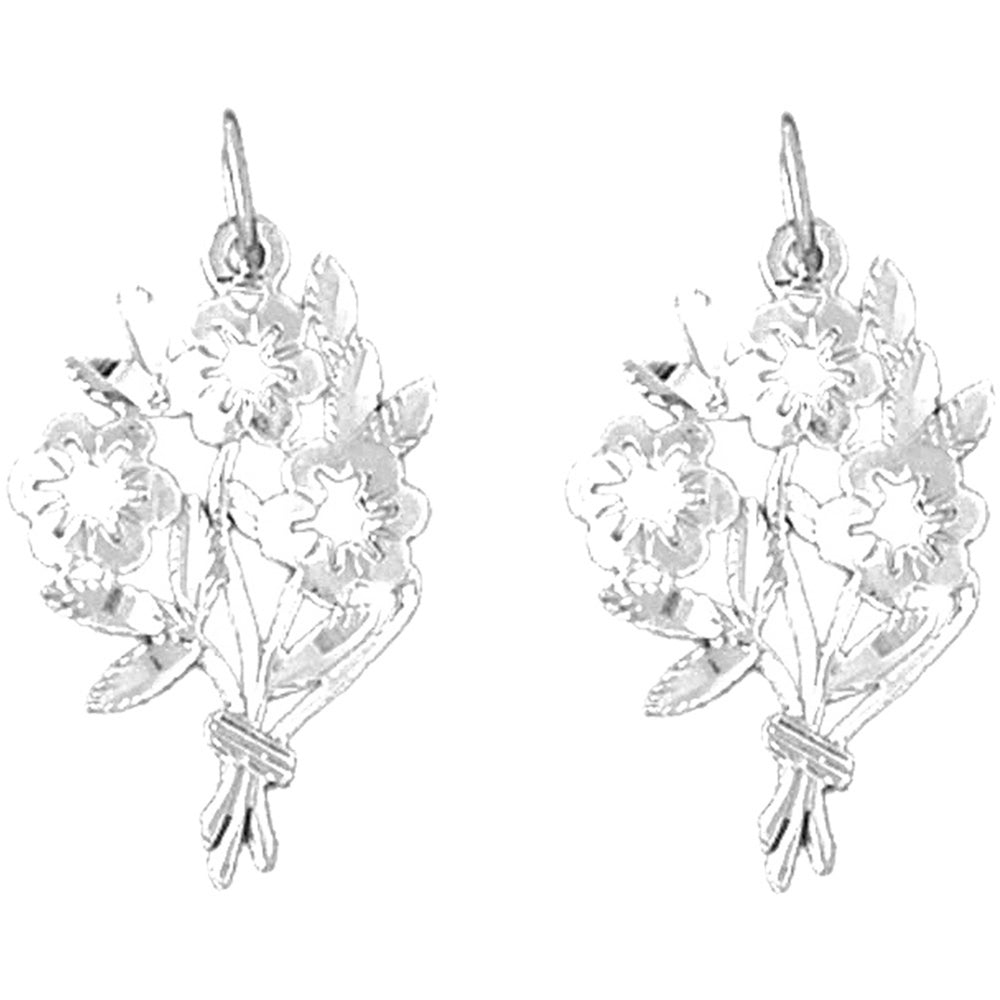 Sterling Silver 25mm Bouquet Flower Earrings