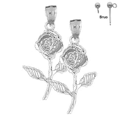 Pendientes de flor rosa de 31 mm en oro de 14 quilates o 18 quilates