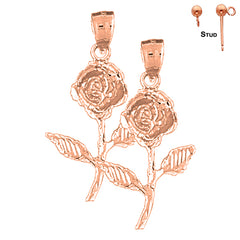 14K or 18K Gold Rose Flower Earrings