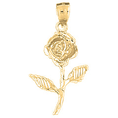 14K or 18K Gold Rose Flower Pendant