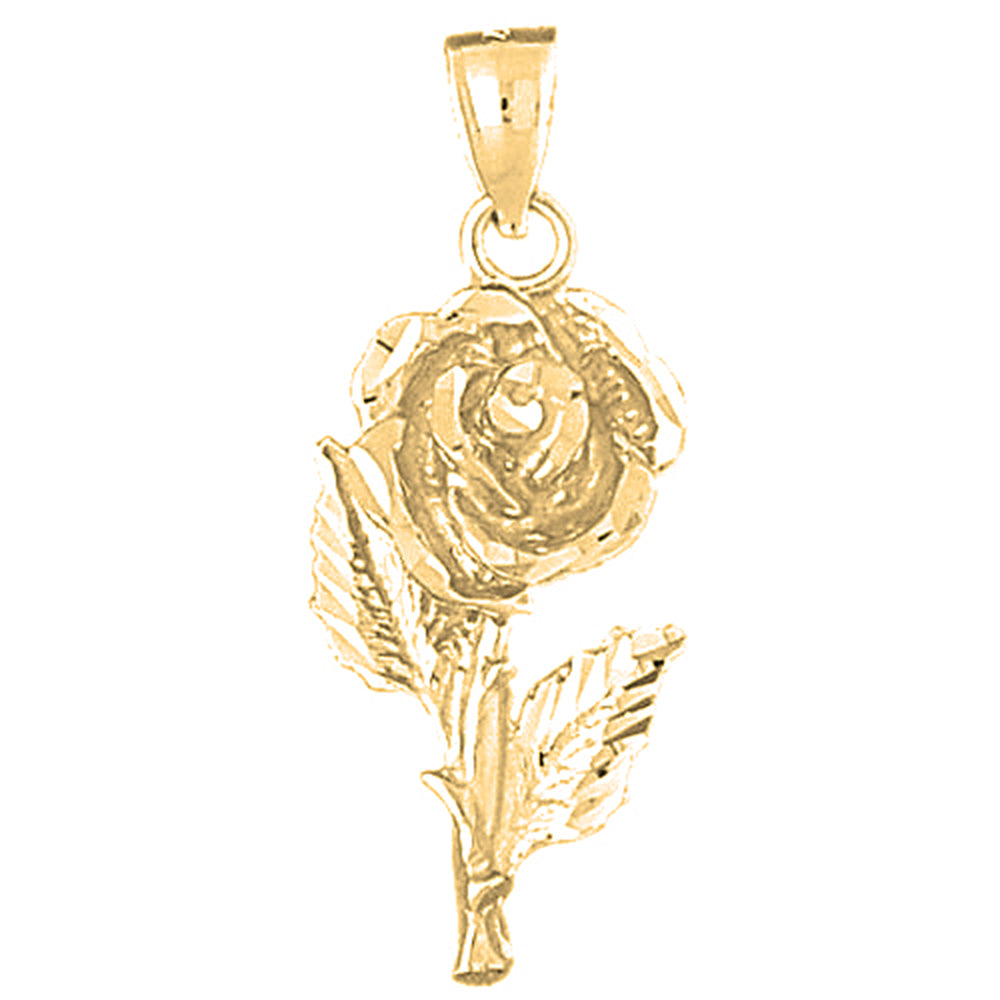 10K, 14K or 18K Gold Rose Flower Pendant