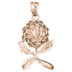 10K, 14K or 18K Gold Rose Flower Pendant