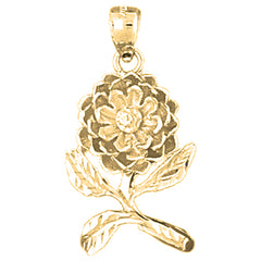 10K, 14K or 18K Gold Rose Flower Pendant