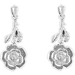 14K or 18K Gold 27mm Rose Flower Earrings