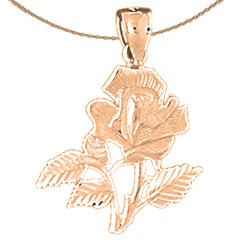 14K or 18K Gold Rose Flower Pendant