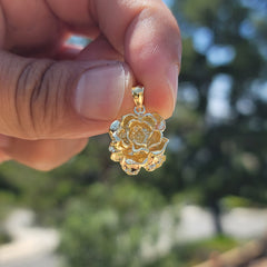 10K, 14K or 18K Gold Rose Flower Pendant