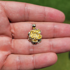 10K, 14K or 18K Gold Rose Flower Pendant