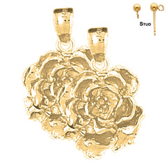 14K oder 18K Gold 24mm Rosenblüten Ohrringe