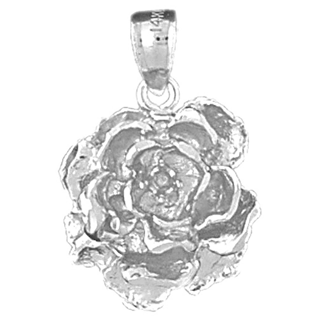 10K, 14K or 18K Gold Rose Flower Pendant