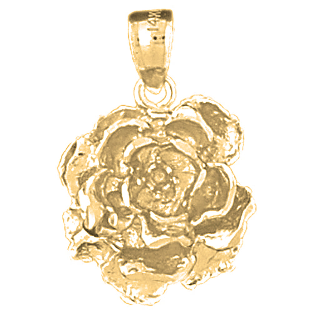 10K, 14K or 18K Gold Rose Flower Pendant