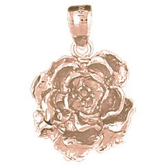 10K, 14K or 18K Gold Rose Flower Pendant