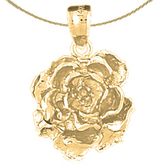 10K, 14K or 18K Gold Rose Flower Pendant