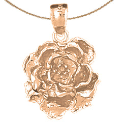 10K, 14K or 18K Gold Rose Flower Pendant