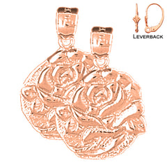 14K or 18K Gold Rose Flower Earrings
