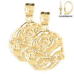 14K oder 18K Gold 22mm Rosenblüten Ohrringe