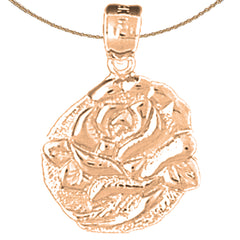 10K, 14K or 18K Gold Rose Flower Pendant