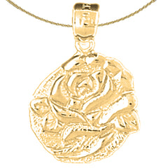 10K, 14K or 18K Gold Rose Flower Pendant