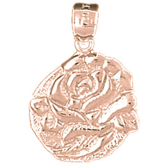 10K, 14K or 18K Gold Rose Flower Pendant