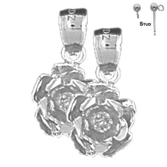 Pendientes de flor rosa de 16 mm en oro de 14 quilates o 18 quilates