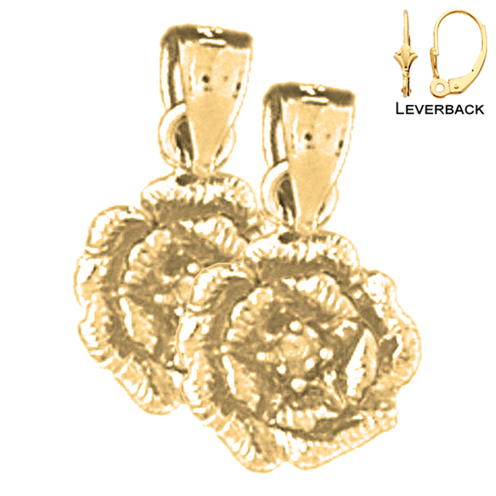 14K or 18K Gold Rose Flower Earrings