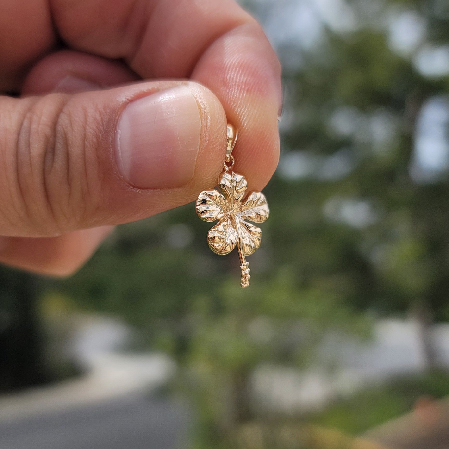 14K or 18K Gold Hibiscus Flower Pendant