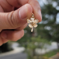 14K or 18K Gold Hibiscus Flower Pendant