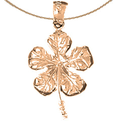 14K or 18K Gold Hibiscus Flower Pendant