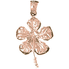 14K or 18K Gold Hibiscus Flower Pendant