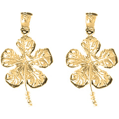 14K or 18K Gold 25mm Hibiscus Flower Earrings