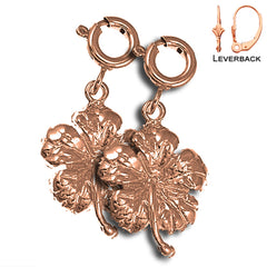 14K oder 18K Gold 20mm Hibiskusblüten Ohrringe