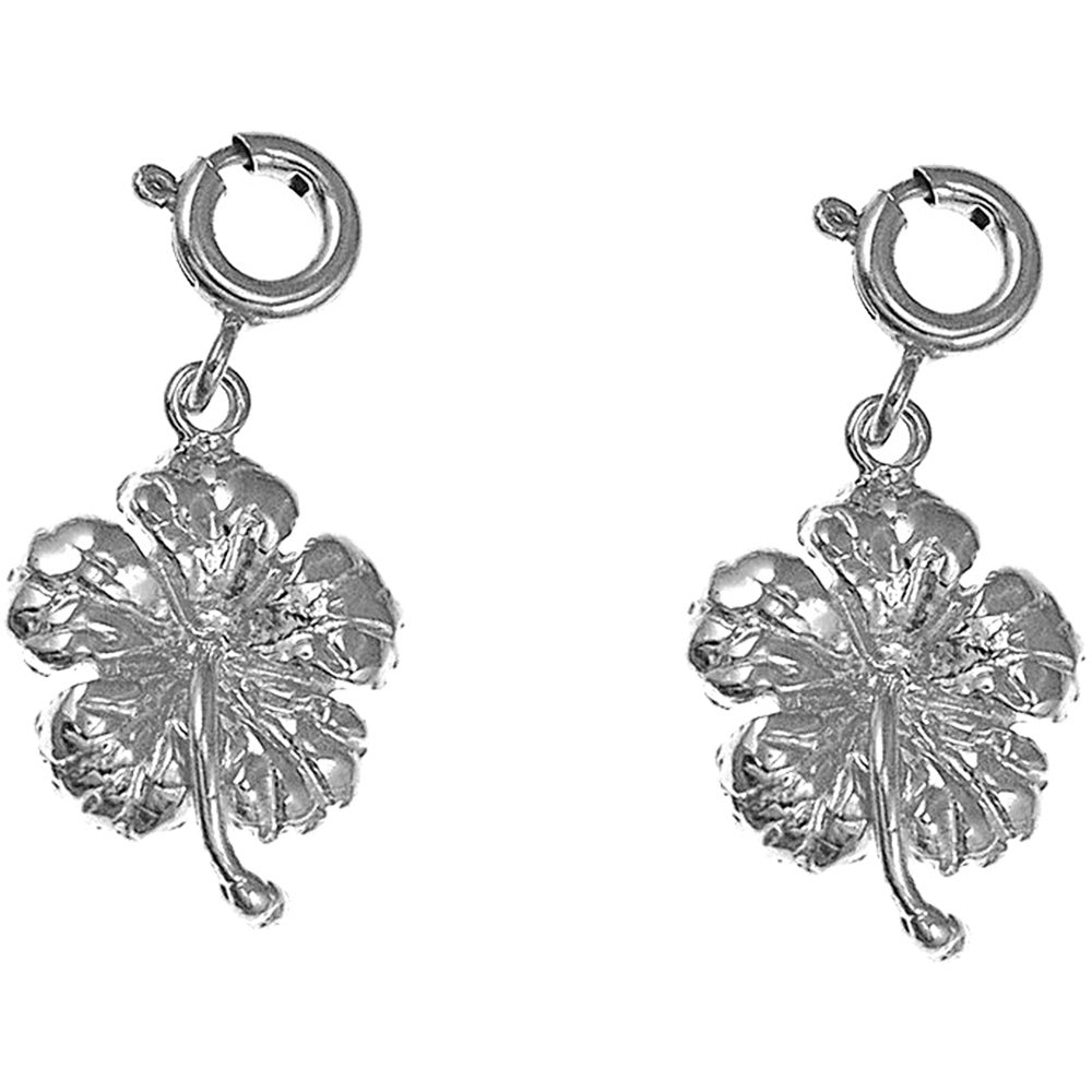 14K or 18K Gold 20mm Hibiscus Flower Earrings