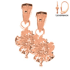 14K or 18K Gold Hibiscus Flower Earrings