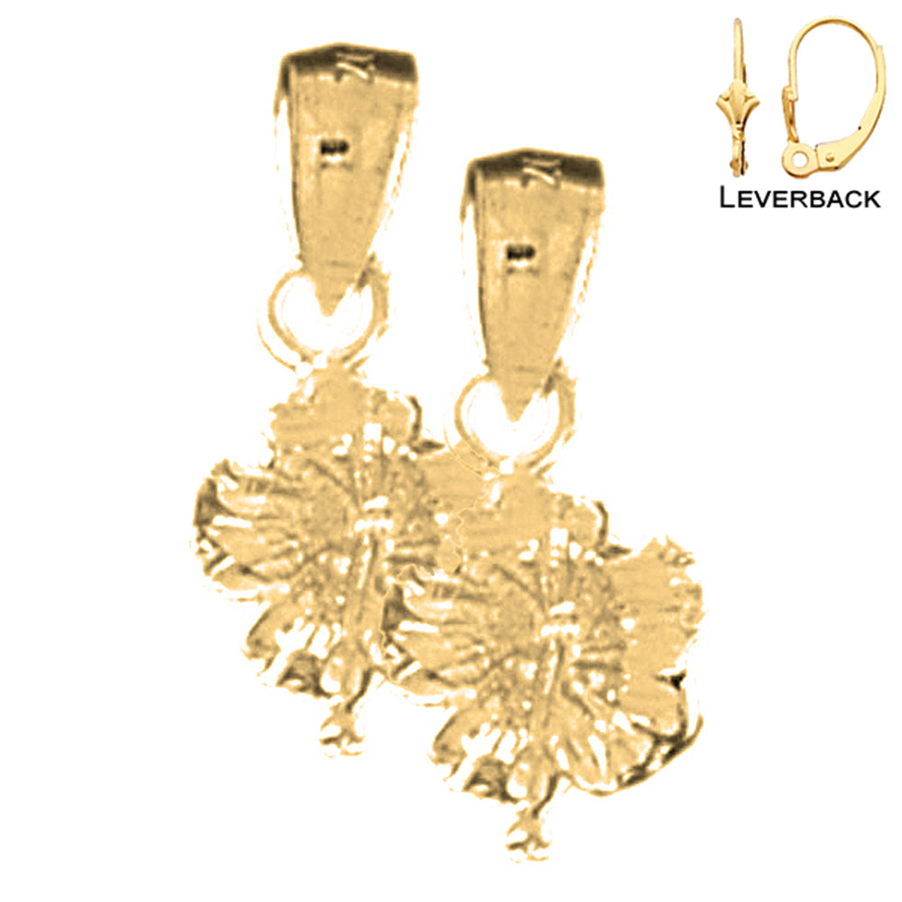 14K or 18K Gold Hibiscus Flower Earrings