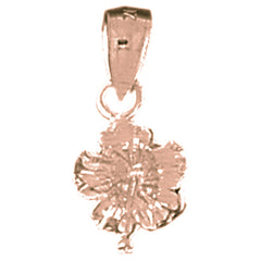 14K or 18K Gold Hibiscus Flower Pendant