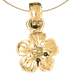 Colgante de flor de botón de oro de cinco pedales de oro de 14 quilates o 18 quilates