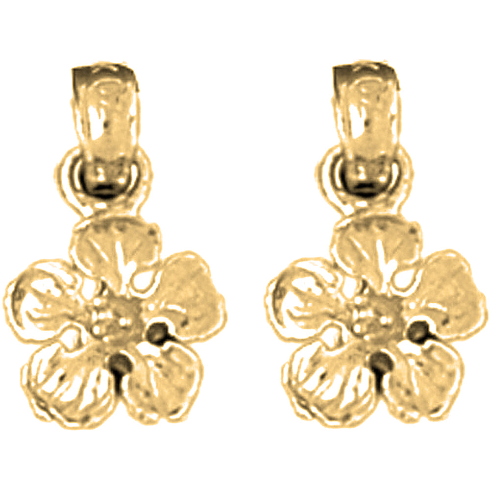 14K or 18K Gold 14mm Five Pedal Buttercup Flower Earrings