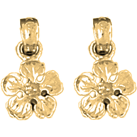 Yellow Gold-plated Silver 14mm Five Pedal Buttercup Flower Earrings