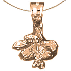 14K or 18K Gold 3D Hibiscus Flower Pendant