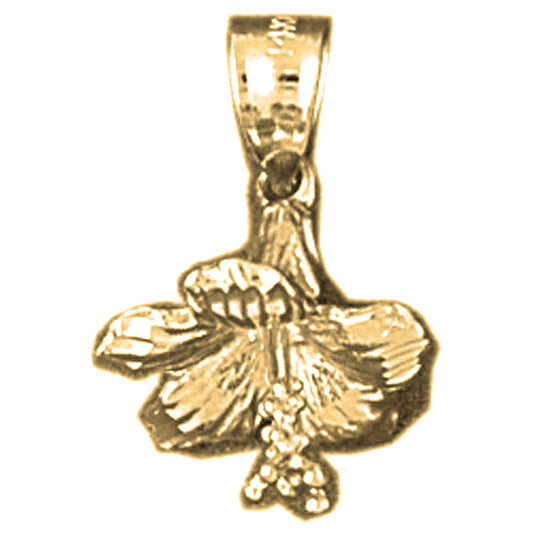 14K or 18K Gold 3D Hibiscus Flower Pendant