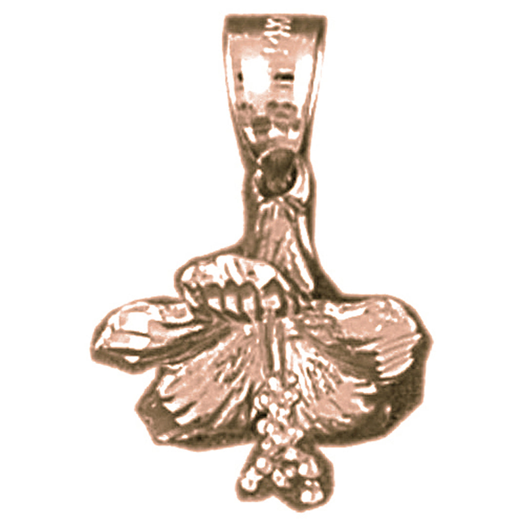 14K or 18K Gold 3D Hibiscus Flower Pendant