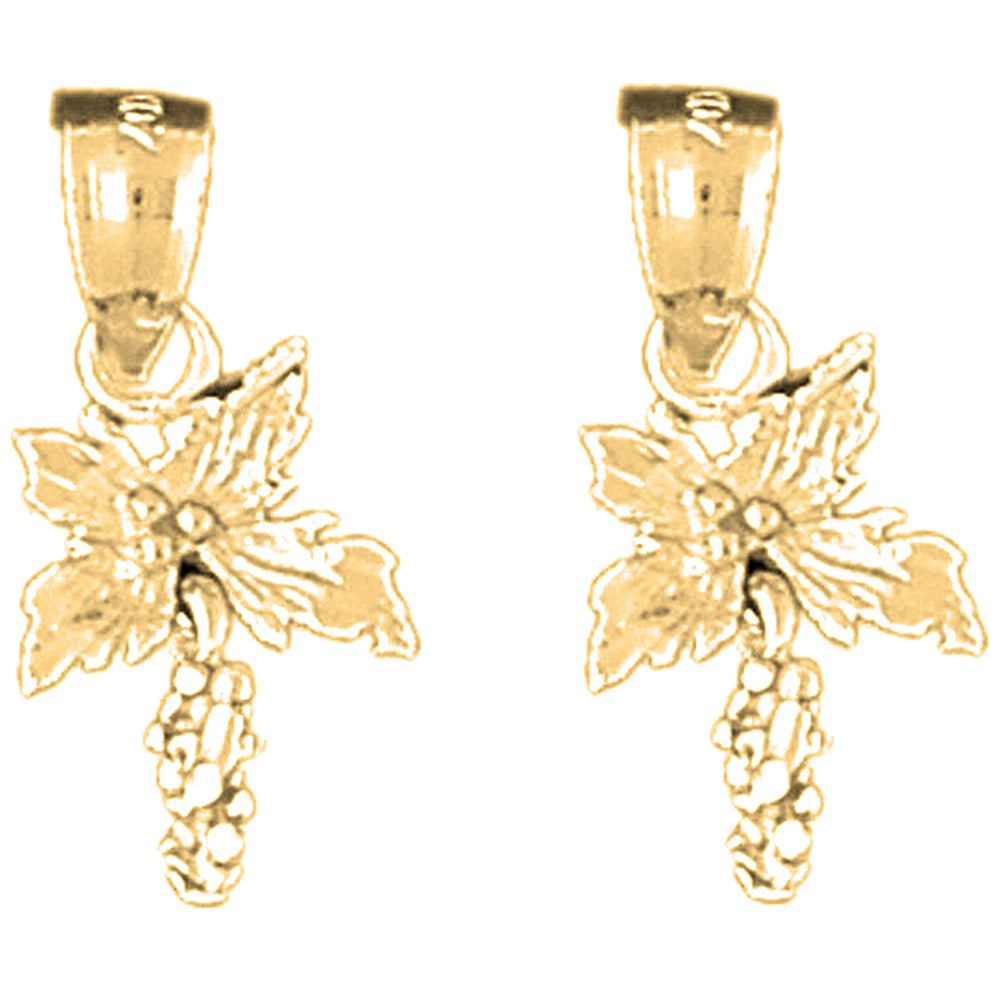 14K or 18K Gold 20mm 3D Hibiscus Flower Earrings