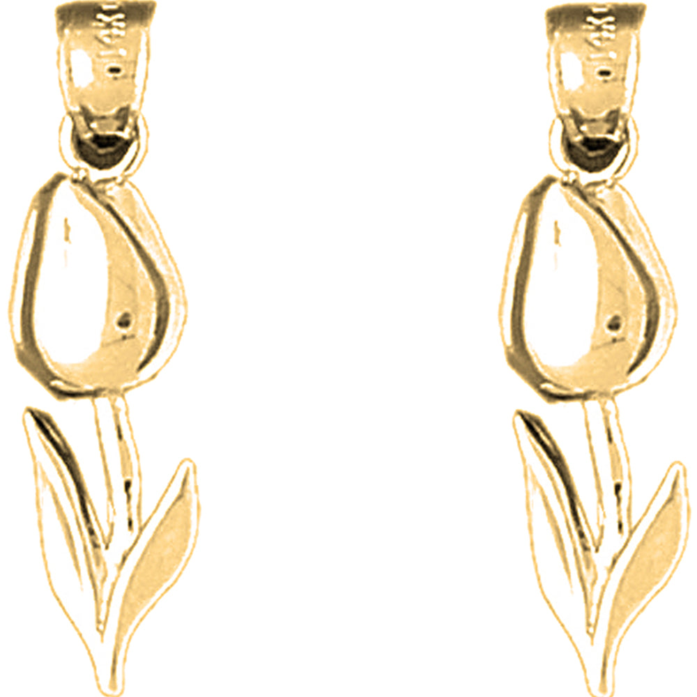 Yellow Gold-plated Silver 27mm Flower Earrings