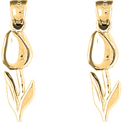 Yellow Gold-plated Silver 27mm Flower Earrings