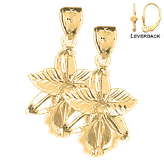 14K or 18K Gold Orchid Flower Earrings