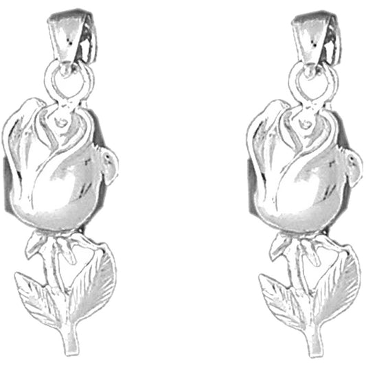 Sterling Silver 28mm Flower Earrings