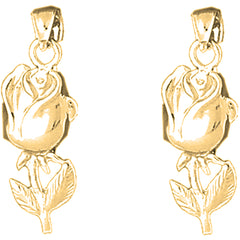 Yellow Gold-plated Silver 28mm Flower Earrings